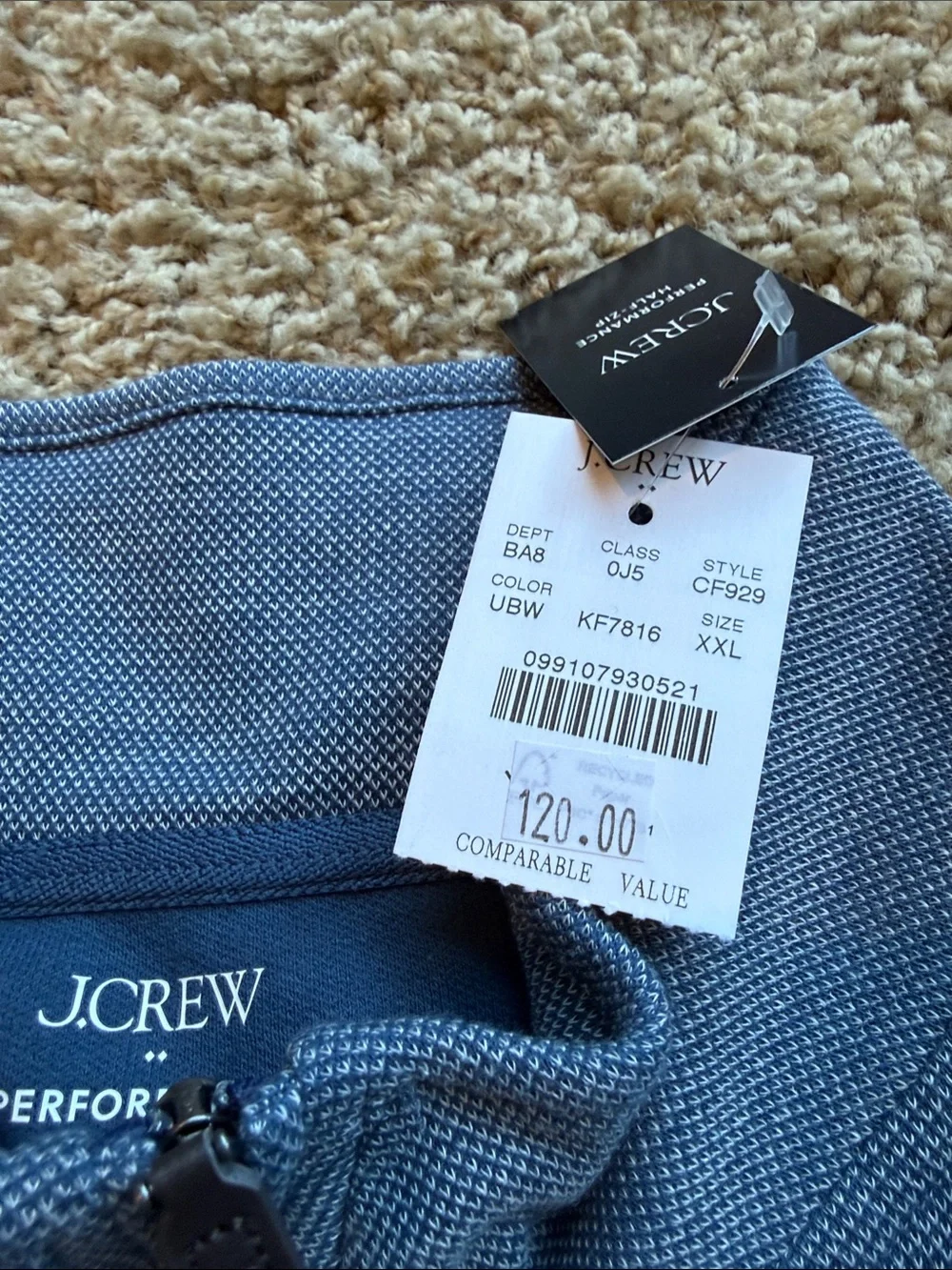 J. Crew Men's Sky Blue Quarter-Zip Sweater